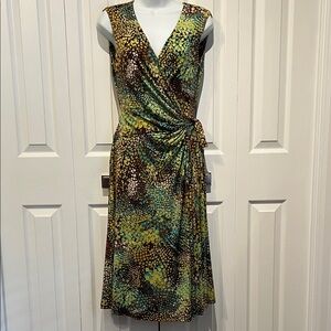Jones New York Multi Coloured Sleeveless Wrap Dress‎ Size 10